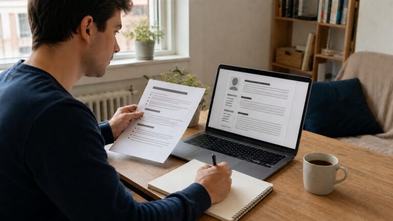 Osoba przygotowująca CV i dopasowująca je do oferty pracy